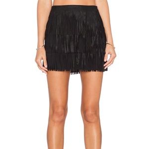 Alice + Olivia fringe leather skirt sz 2